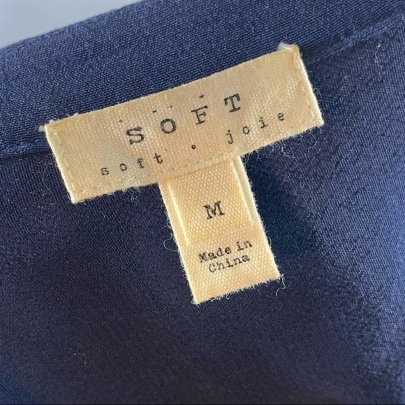 Soft Joie Navy Blue Tie Front Blouse Womens Size Medium - Picture 6 of 8